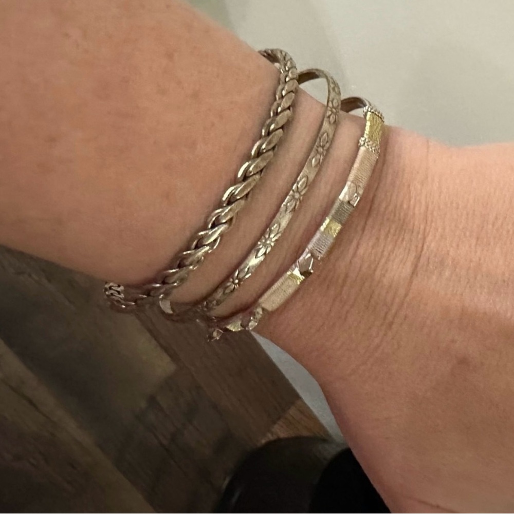Silver and 10k Gold Bracelet Set